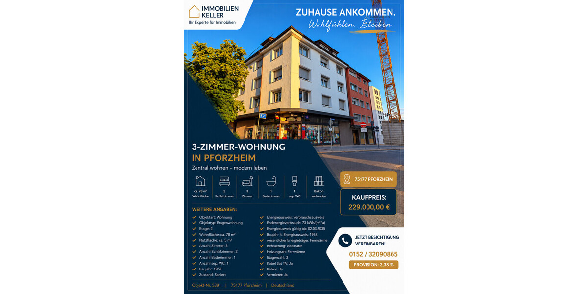 Zentrale 3 Zimmer Wohnung in zentraler lage - Etagenwohnung Pforzheim Innenstadt | Angebot:27649921
