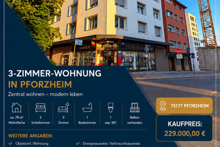 Zentrale 3 Zimmer Wohnung in zentraler lage - Wohnung Pforzheim Innenstadt | Angebot:27649921