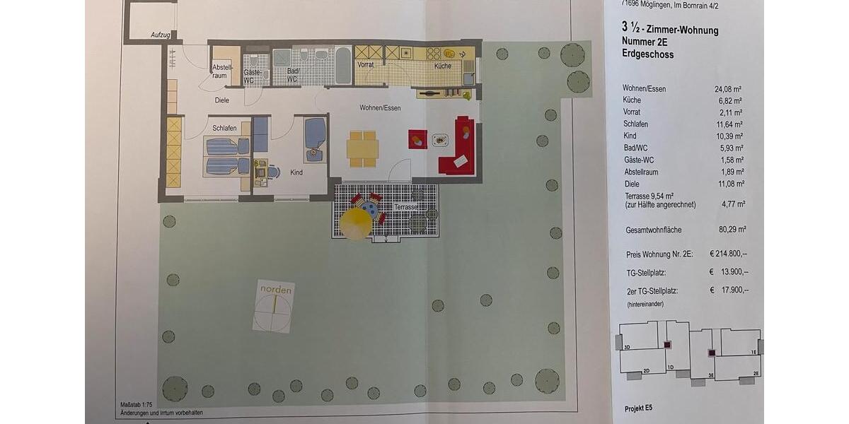 Erdgeschoßwohnung Möglingen - 3.5 Zimmer, 80 m&sup2;, 400.000&euro; | Angebot:24726060