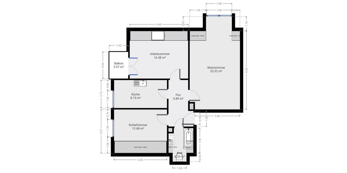 Dachgeschoßwohnung Stuttgart Sillenbuch - 3 Zimmer, 71 m&sup2;, 285.000&euro; | Angebot:27111037