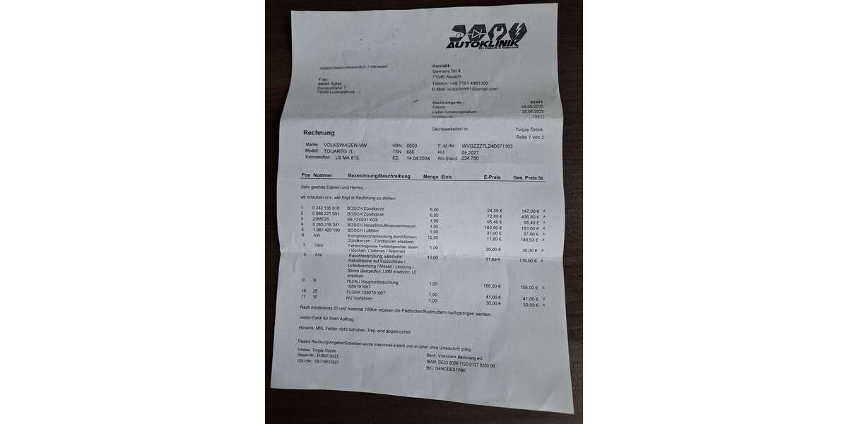 VW Touareg 236.410 km 5.300 &euro; Grünbühl/Sonnenberg (Ludwigsburg) 71638