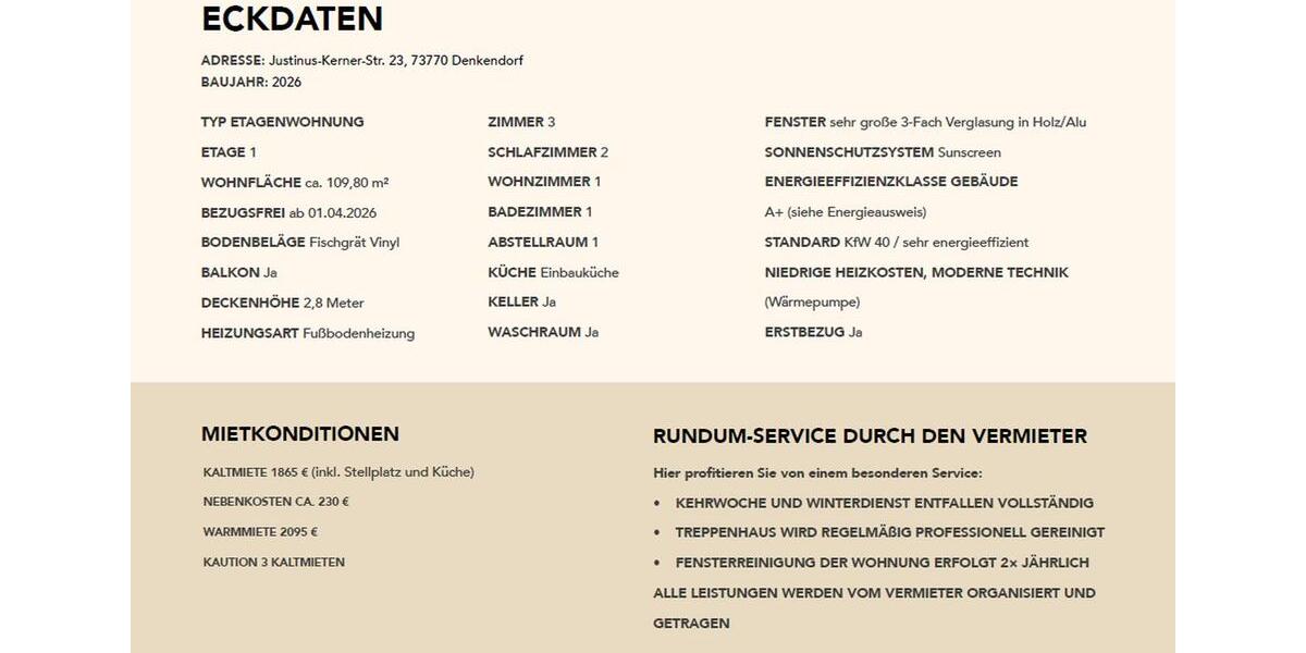 Etagenwohnung Denkendorf - 3 Zimmer, 110 m&sup2;, 1.700&euro; | Angebot:26254973
