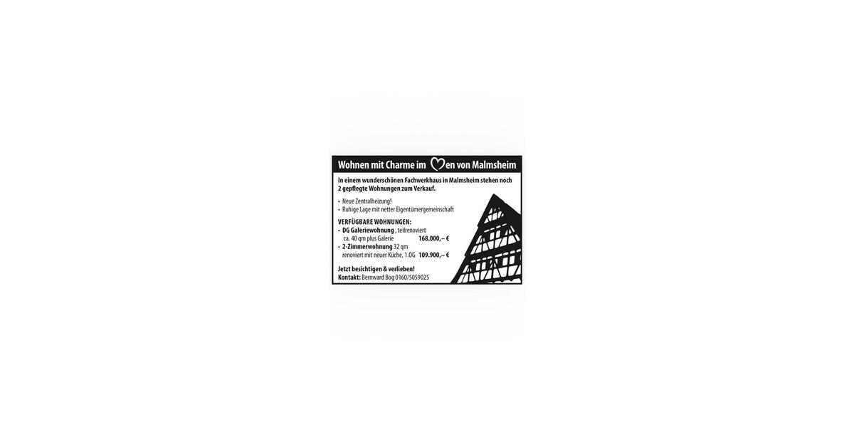 Etagenwohnung Renningen - 2 Zimmer, 32 m&sup2;, 109.900&euro; | Angebot:25721245