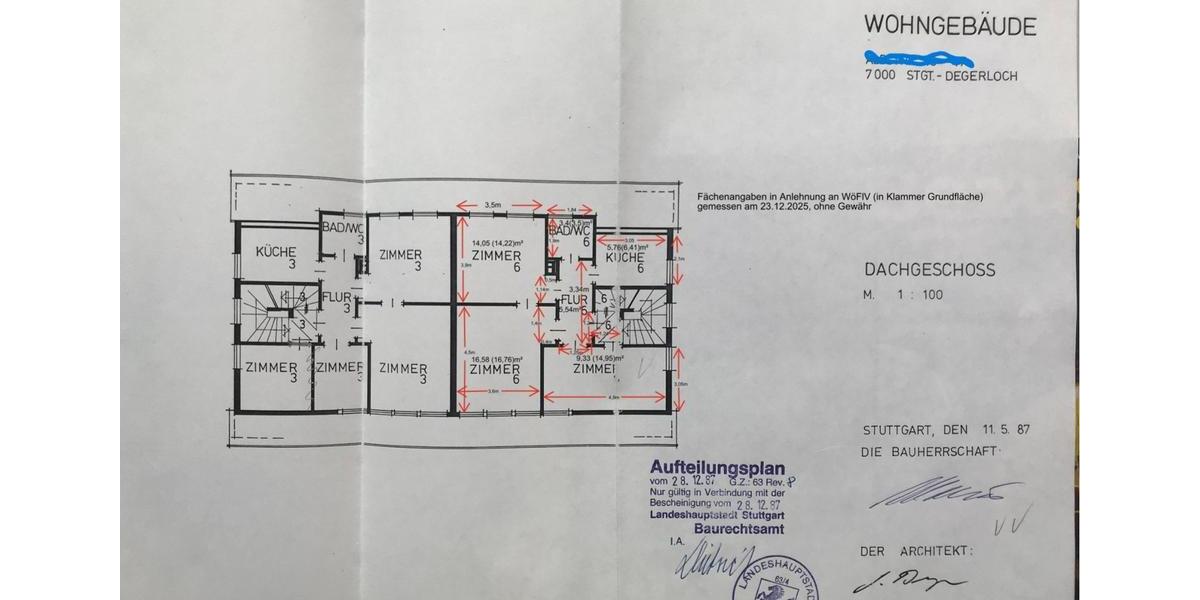 Dachgeschoßwohnung Stuttgart Degerloch - 3 Zimmer, 55 m&sup2;, 285.000&euro; | Angebot:24346020