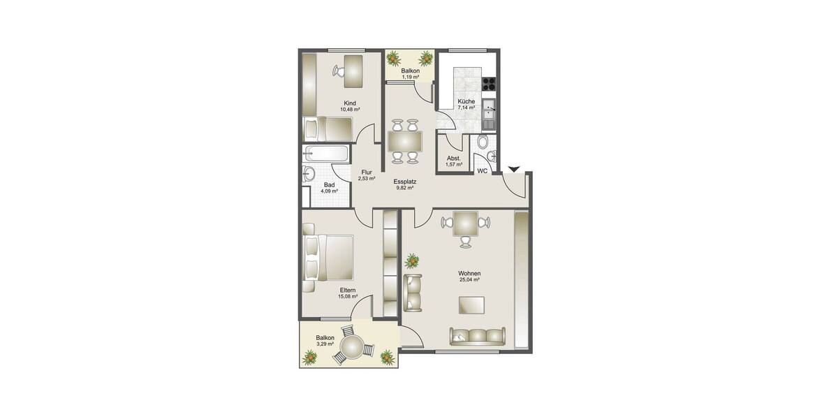 Modernisierungsbedürftige 3,5 Zimmer Wohnung mit schönem Blick ins Grüne - Sofort frei! 3 zimmer