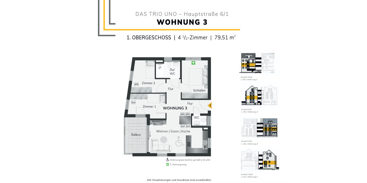 Etagenwohnung Fellbach-Oeffingen Oeffingen - 4 Zimmer, 79 m&sup2;, 508.900&euro; | Angebot:24044255