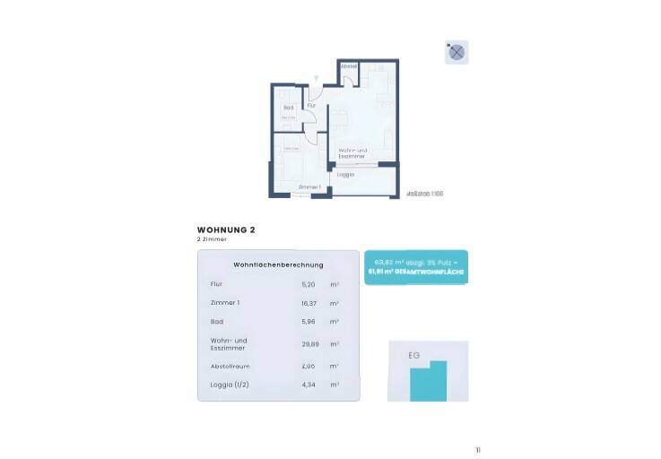 Etagenwohnung Vaihingen an der Enz - 2 Zimmer, 61 m&sup2;, 990&euro; | Angebot:26542563