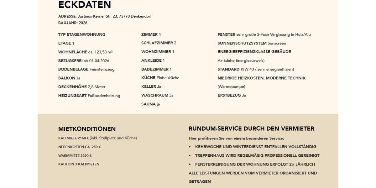 Etagenwohnung Denkendorf - 4 Zimmer, 124 m&sup2;, 2.160&euro; | Angebot:26254972