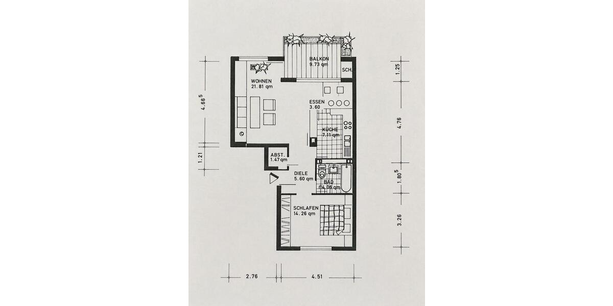 Etagenwohnung Stuttgart Bad Cannstatt - 2 Zimmer, 63 m&sup2;, 330.000&euro; | Angebot:26858228