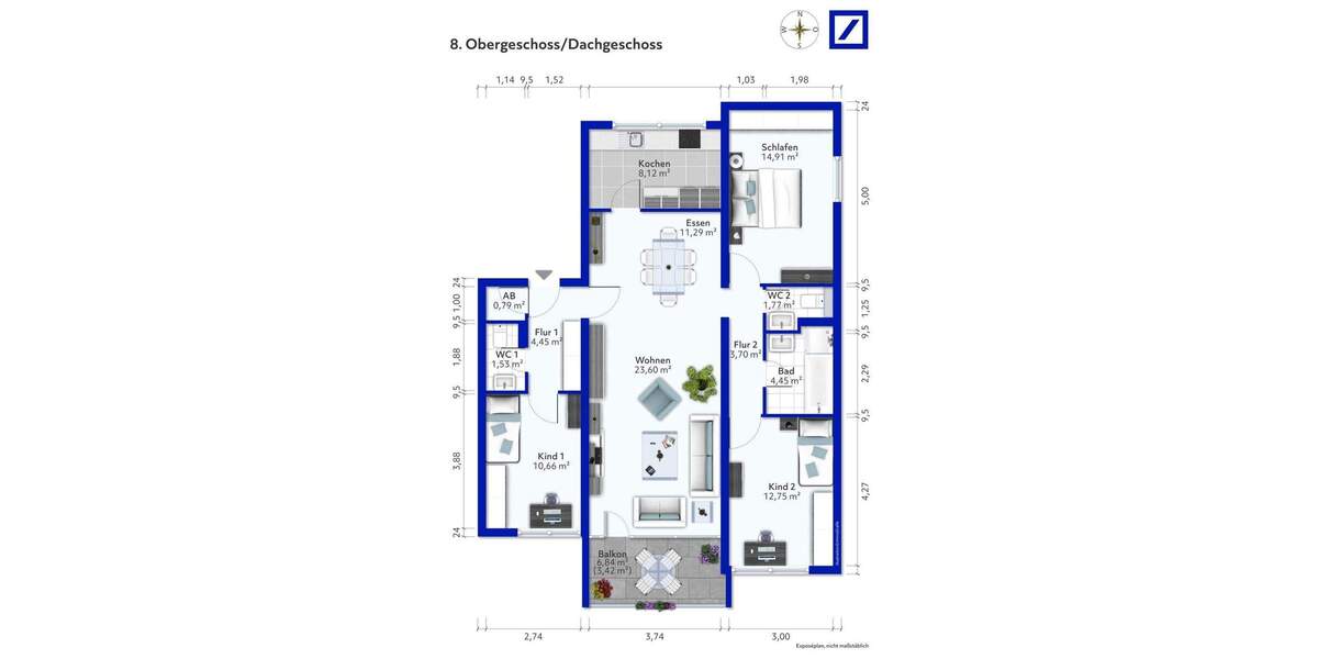 Etagenwohnung Kornwestheim - 4 Zimmer, 101 m&sup2;, 357.000&euro; | Angebot:25822688
