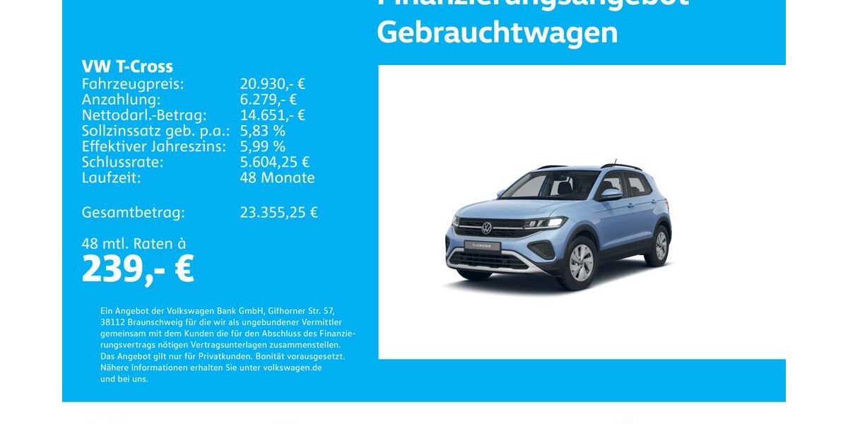 VW T-Cross 5.185 km 21.930 &euro; Stuttgart-Feuerbach 70469