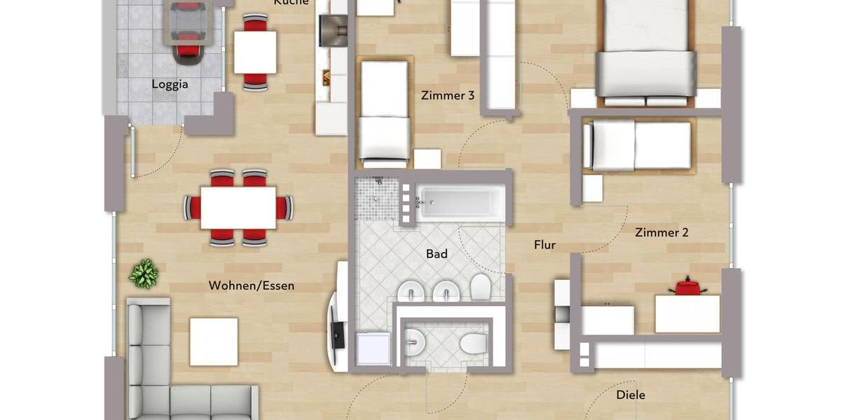 Etagenwohnung Leonberg - 4 Zimmer, 101 m&sup2;, 1.872&euro; | Angebot:23714100