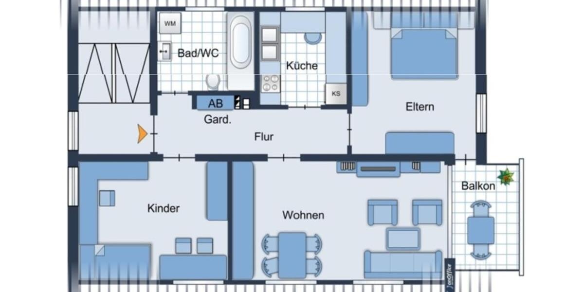 Dachgeschoßwohnung Korntal-Münchingen Münchingen - 3 Zimmer, 70 m&sup2;, 1.200&euro; | Angebot:24859625