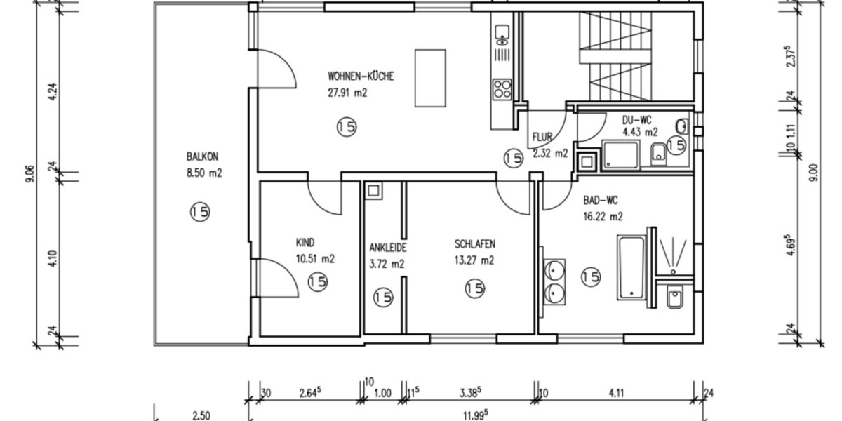 Etagenwohnung Pforzheim Büchenbronn - 3 Zimmer, 86 m&sup2;, 249.000&euro; | Angebot:25728716