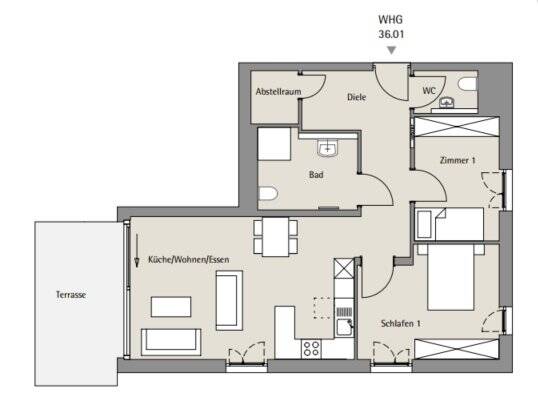 moderne Erdgeschosswohnung mit West-Terrasse und Gartenanteil 3 zimmer