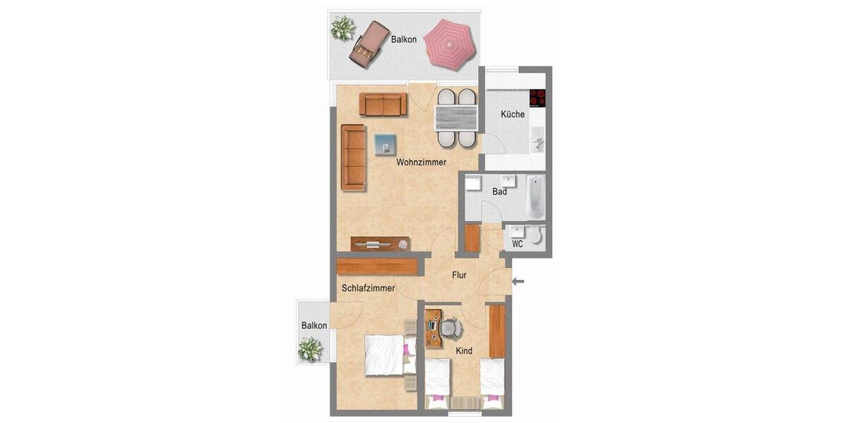 Terrassenwohnung Köngen - 3 Zimmer, 85 m&sup2;, 370.000&euro; | Angebot:27242174