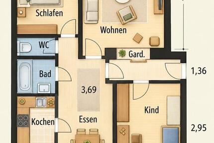 Wohnung Leinfelden-Echterdingen Echterdingen - 3.5 Zimmer, 74 m&sup2;, 1.150&euro; | Angebot:27625100