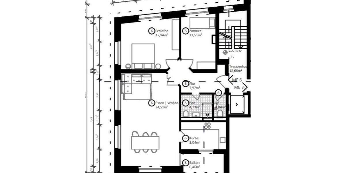 Etagenwohnung Sindelfingen Mitte - 3 Zimmer, 88 m&sup2;, 1.360&euro; | Angebot:24700104