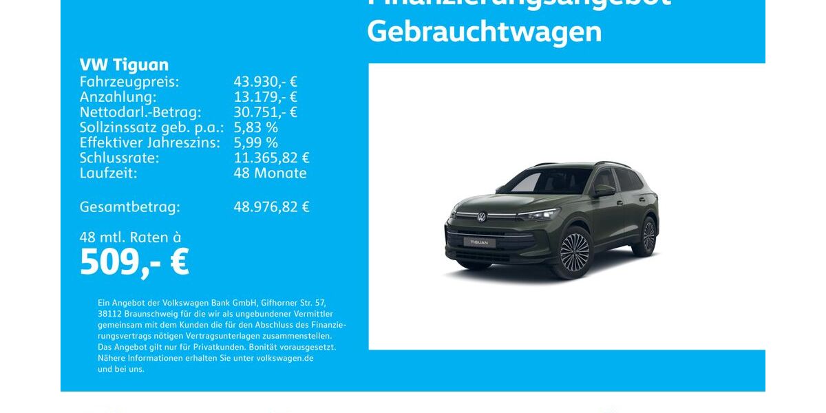 VW Tiguan 9.826 km 44.430 &euro; Stuttgart-Feuerbach 70469