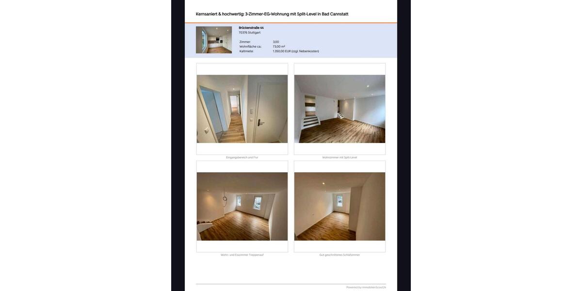 Erdgeschoßwohnung Sindelfingen Darmsheim - 3 Zimmer, 73 m&sup2;, 1.350&euro; | Angebot:25342590