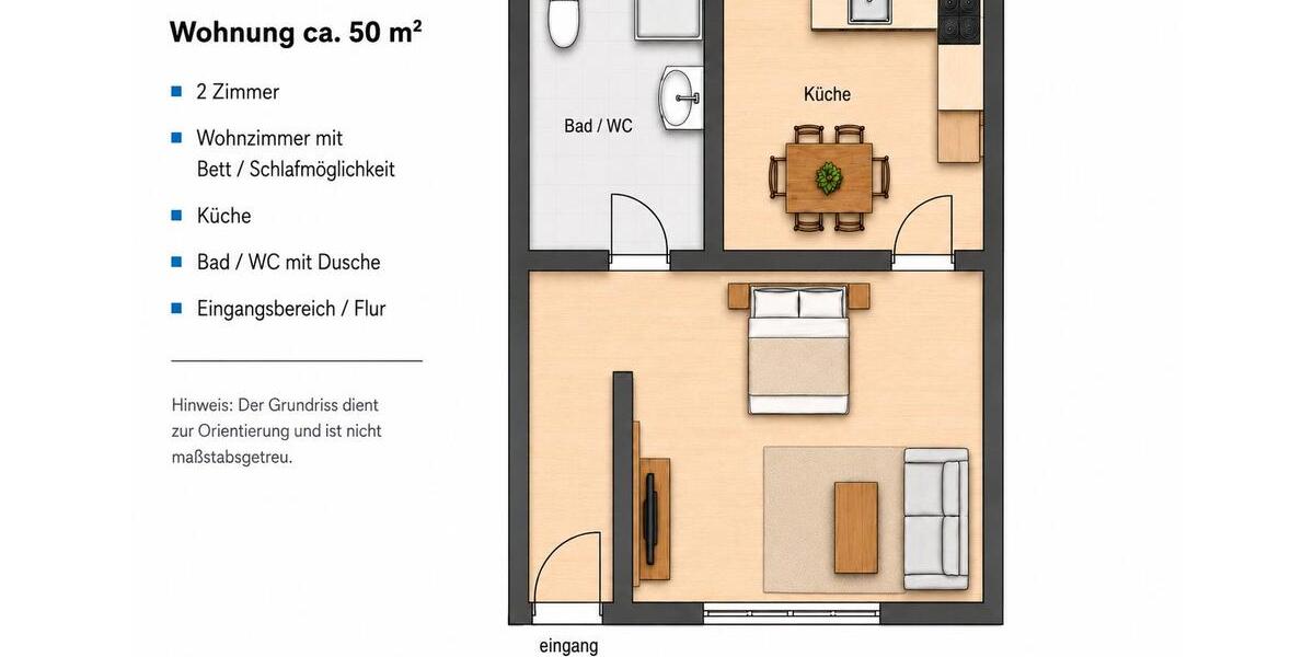 Etagenwohnung Köngen - 2 Zimmer, 50 m&sup2;, 650&euro; | Angebot:26619564