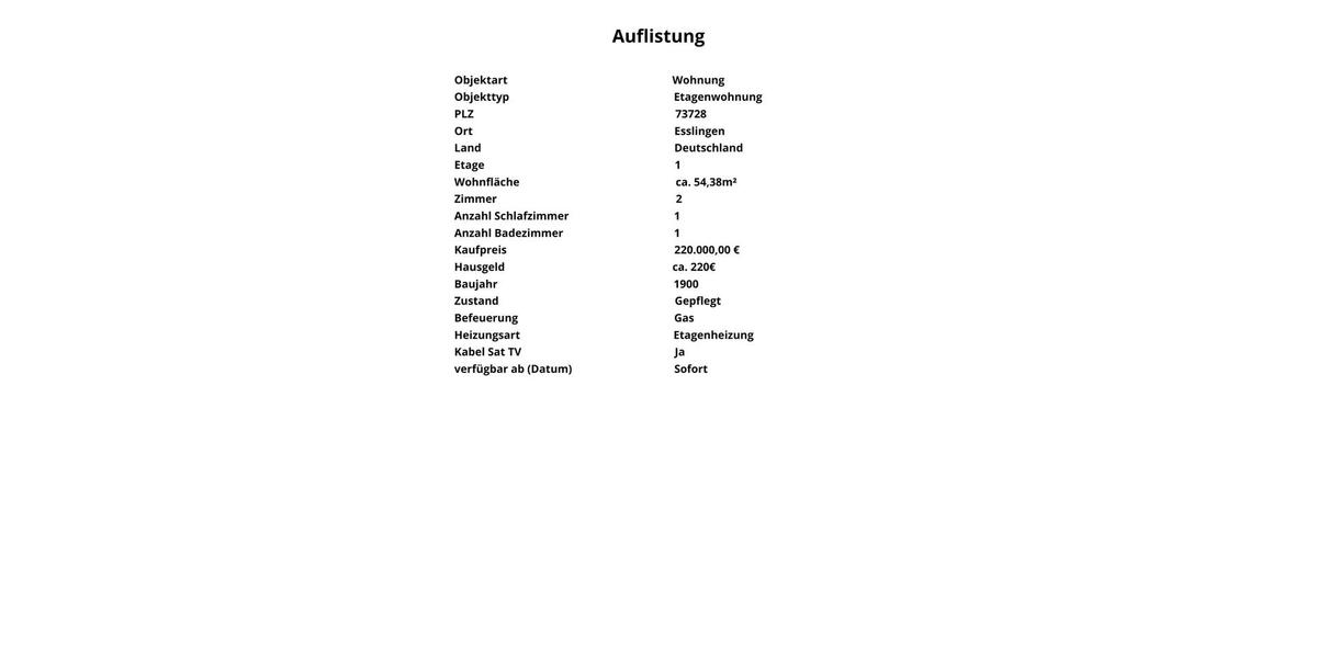 Erdgeschoßwohnung Esslingen am Neckar - 2 Zimmer, 54 m&sup2;, 224.000&euro; | Angebot:24541888