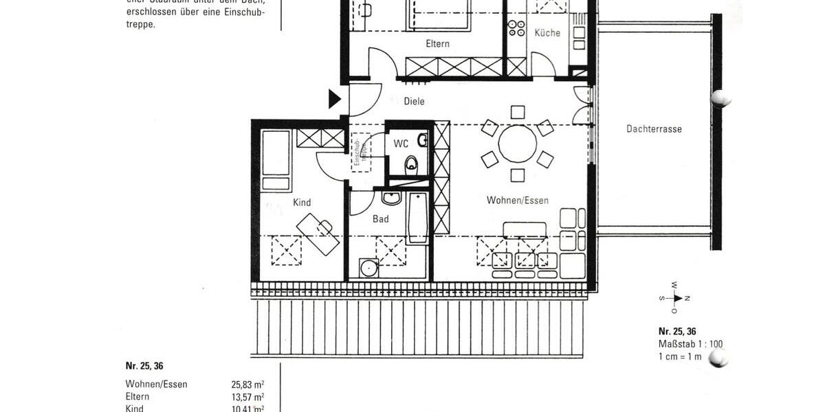 Dachgeschoßwohnung Sindelfingen Darmsheim - 3 Zimmer, 78 m&sup2;, 280.000&euro; | Angebot:26987220