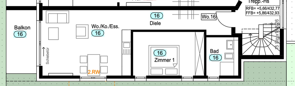 Etagenwohnung Herrenberg - 2 Zimmer, 56 m&sup2;, 1.200&euro; | Angebot:25944139