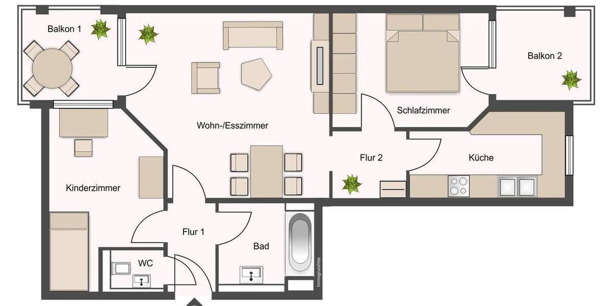 Etagenwohnung Ludwigsburg Mitte - 3 Zimmer, 70 m&sup2;, 339.000&euro; | Angebot:25958839