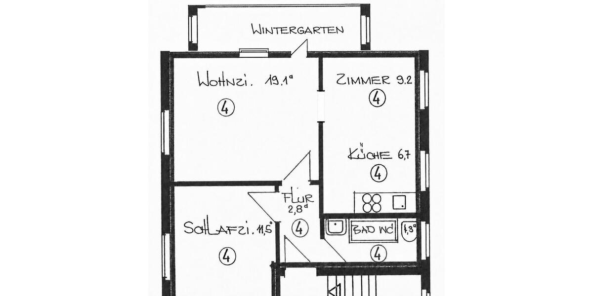 Etagenwohnung Ludwigsburg Oßweil - 3 Zimmer, 63 m&sup2;, 1.110&euro; | Angebot:26489768