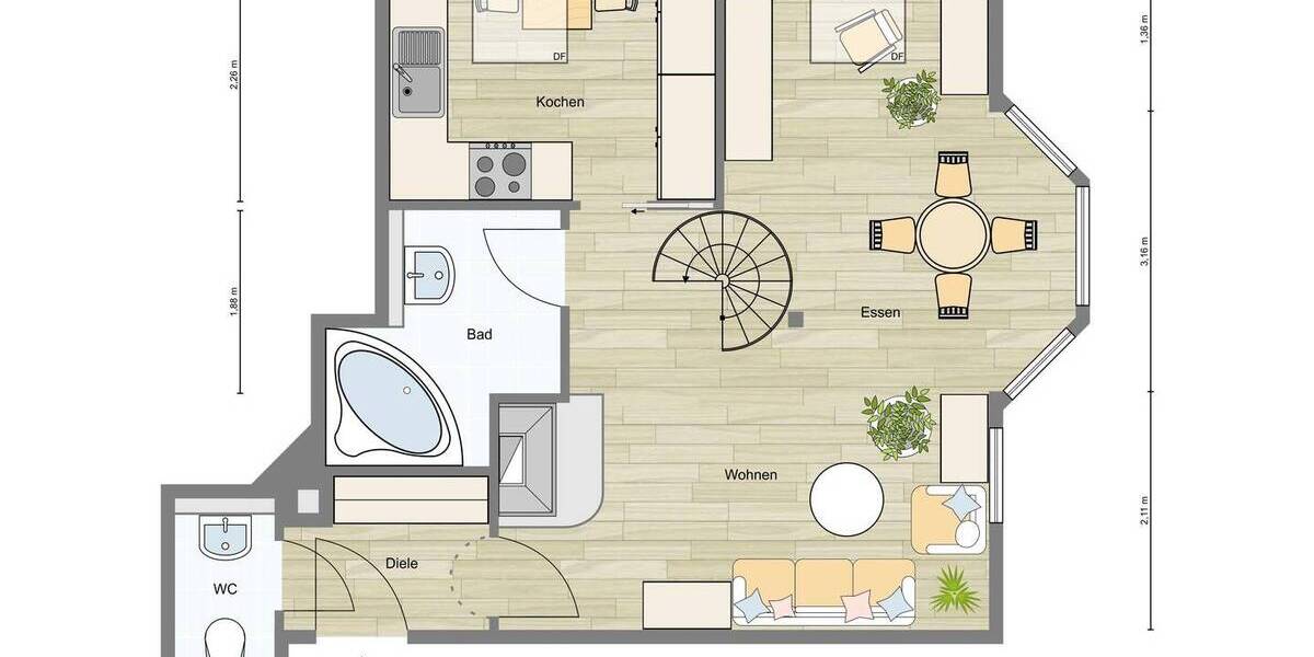 Etagenwohnung Freiberg am Neckar Heutingsheim - 2 Zimmer, 63 m&sup2;, 293.000&euro; | Angebot:26593487
