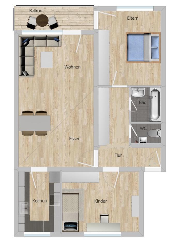 Sonnige 3-Zimmer-Wohnung mit SW-Balkon von privat zimmer