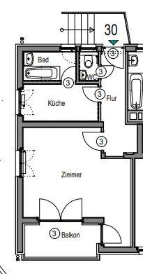 Etagenwohnung Korntal-Münchingen Münchingen - 1.5 Zimmer, 39 m&sup2;, 800&euro; | Angebot:26126149