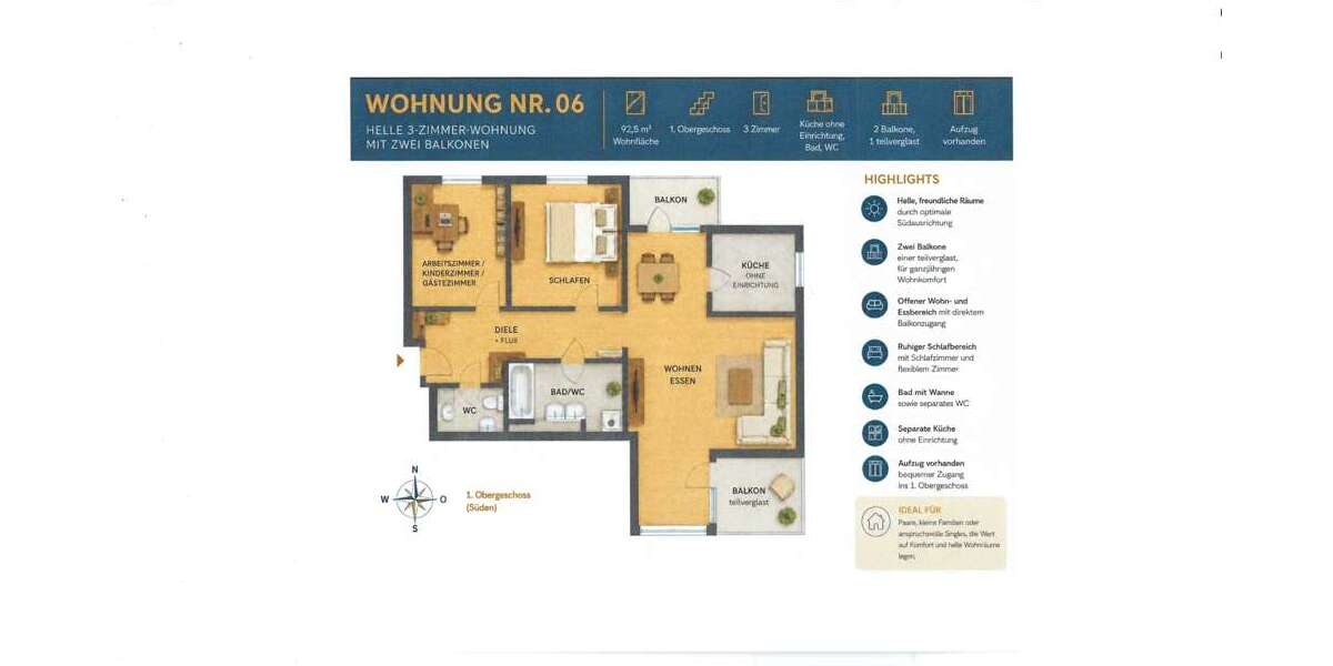Etagenwohnung Pforzheim Dillweißenstein - 3 Zimmer, 93 m&sup2;, 850&euro; | Angebot:27244221