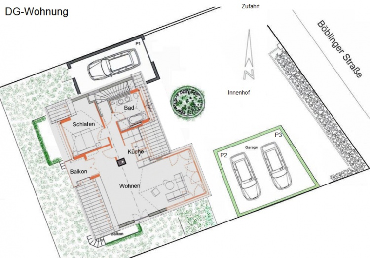 Hochwertige 2½-Zi. DG-Wohnung mit Westbalkon, EBK & Stellplatz - modernes Wohnen in gepflegter Hausgemeinschaft - Dachgeschoßwohnung Schönaich | Angebot:26945980