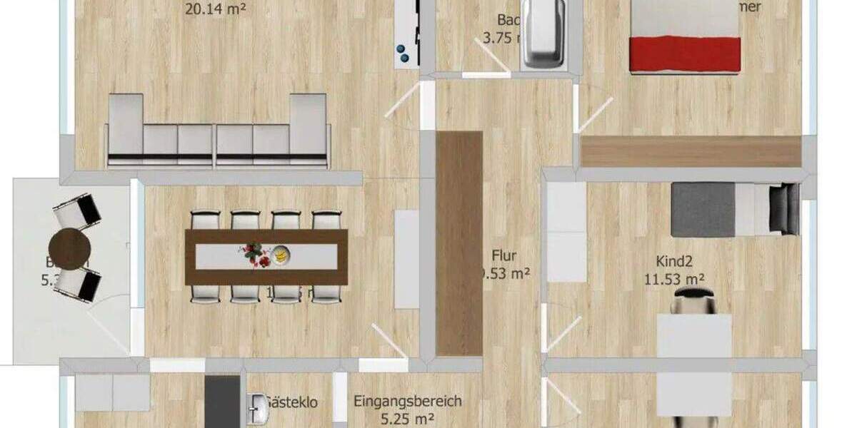 Etagenwohnung Herrenberg - 4 Zimmer, 96 m&sup2;, 330.000&euro; | Angebot:24811206