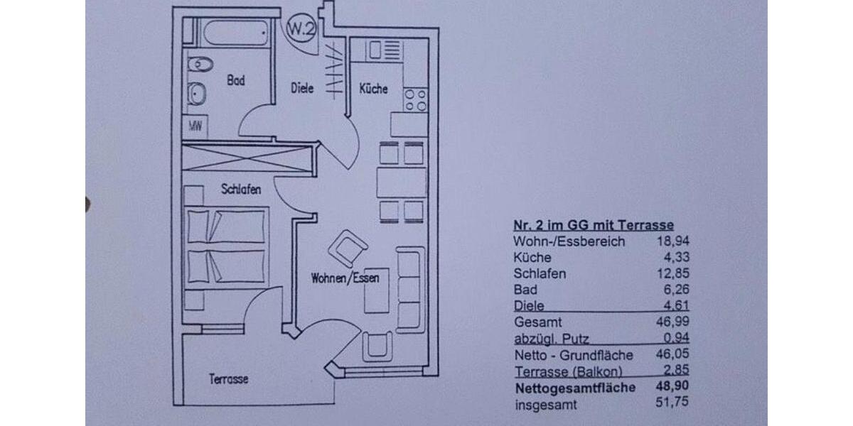 Erdgeschoßwohnung Stuttgart Feuerbach - 2 Zimmer, 49 m&sup2;, 255.000&euro; | Angebot:26987299