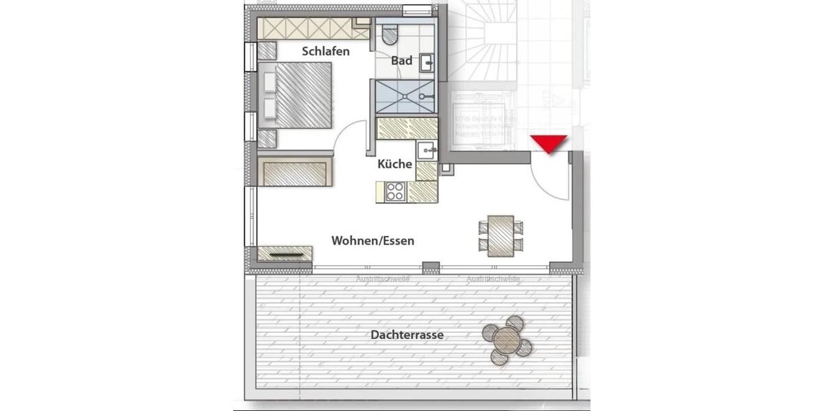 Dachgeschoßwohnung Filderstadt - 2 Zimmer, 54 m&sup2;, 1.250&euro; | Angebot:26219951