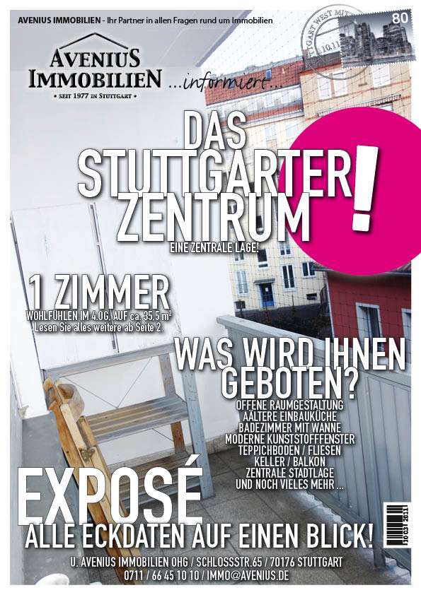 Wohnung zum Mieten in Stuttgart 590 € 35.5 m²